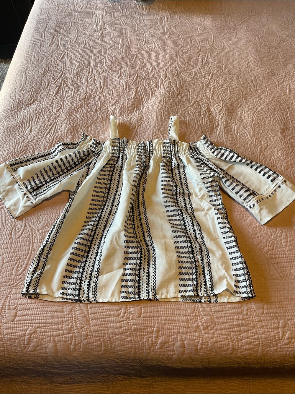 Off-Shoulder Black & White Striped Women's Top